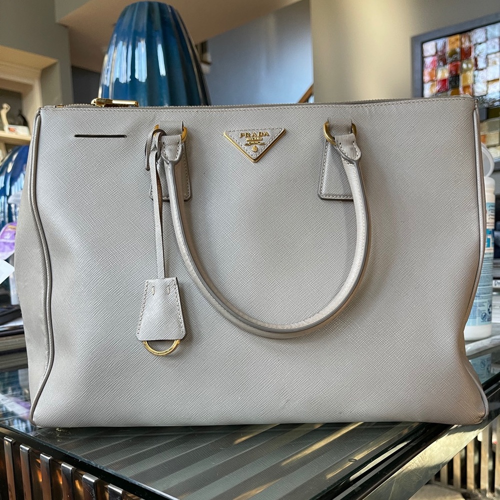 Grey Prada bag